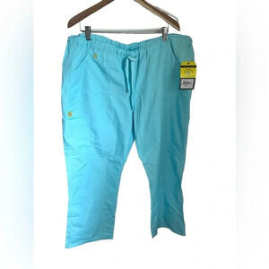 WonderWink Origins Spread good cheer Light teal scrub pants 2X New